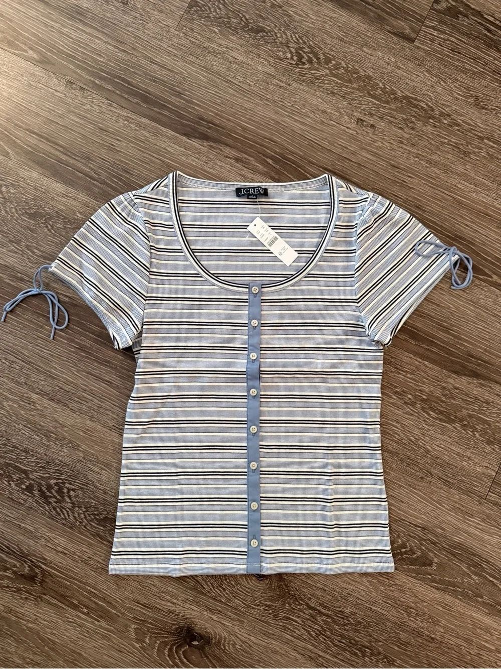 J. Crew Rib Button Up Silk Trim Top New